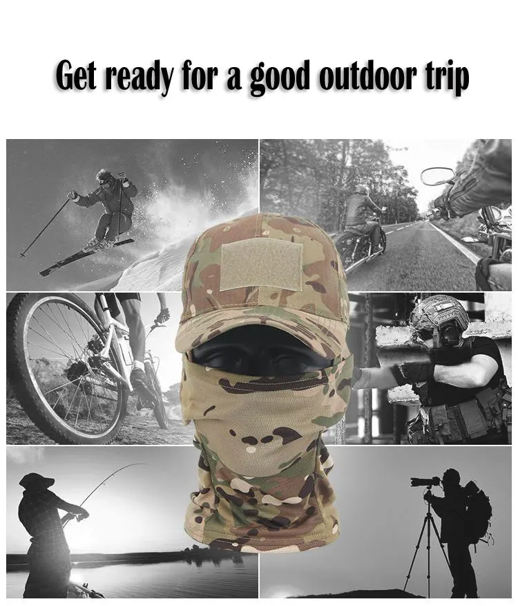 Casquettes de baseball pour l'été Snapback Sun chapeaux Camouflage extérieur Cagoule demi masque de Ski
