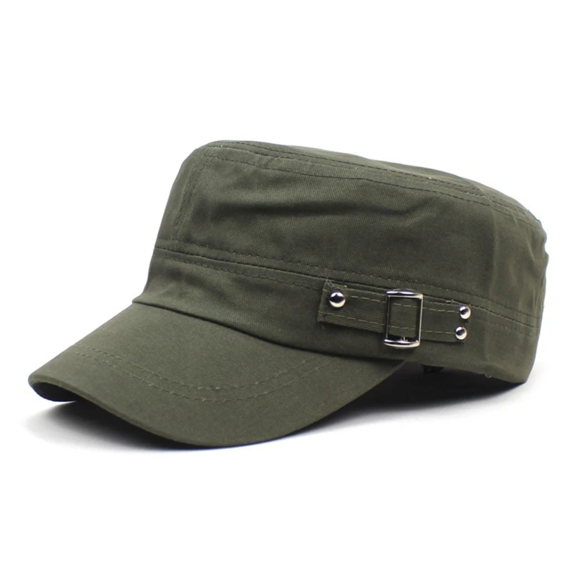 Casquette de style militaire pour hommes et femmes, pur document, coton lavé, dessus plat, chapeau à visière réglable, été, automne