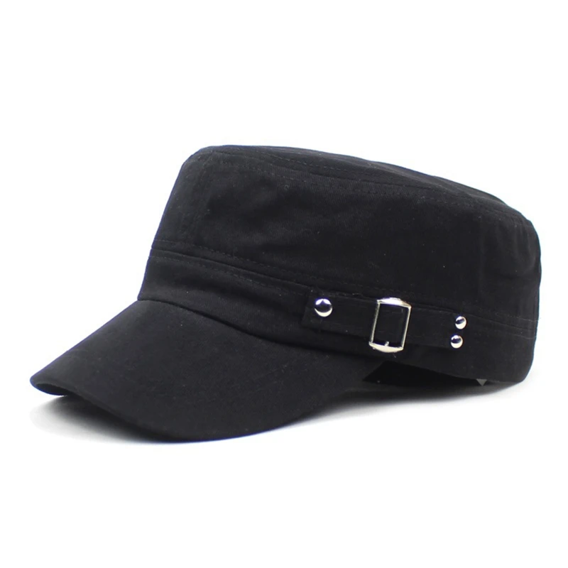 Casquette de style militaire pour hommes et femmes, pur document, coton lavé, dessus plat, chapeau à visière réglable, été, automne