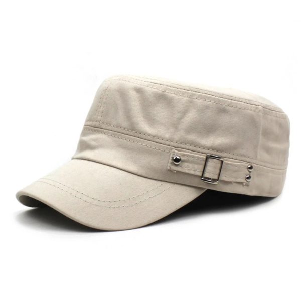 Casquette de style militaire pour hommes et femmes, pur document, coton lavé, dessus plat, chapeau à visière réglable, été, automne – Image 2
