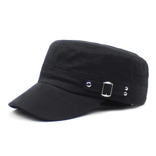 Casquette de style militaire pour hommes et femmes, pur document, coton lavé, dessus plat, chapeau à visière réglable, été, automne – Image 3