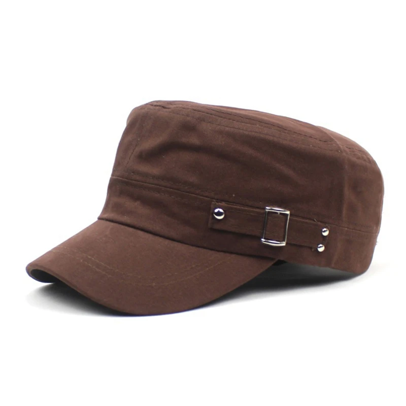 Casquette de style militaire pour hommes et femmes, pur document, coton lavé, dessus plat, chapeau à visière réglable, été, automne