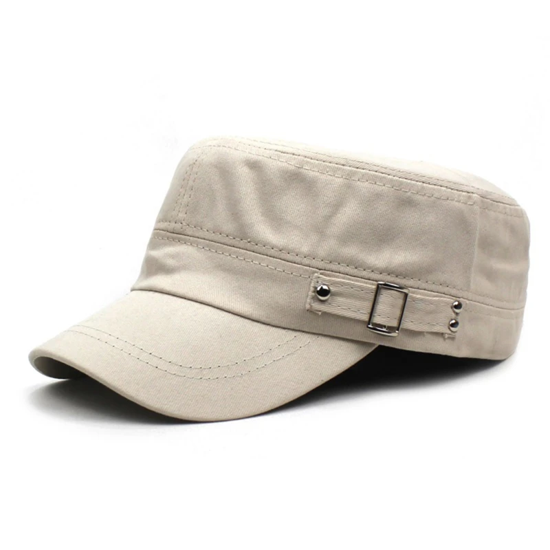 Casquette de style militaire pour hommes et femmes, pur document, coton lavé, dessus plat, chapeau à visière réglable, été, automne