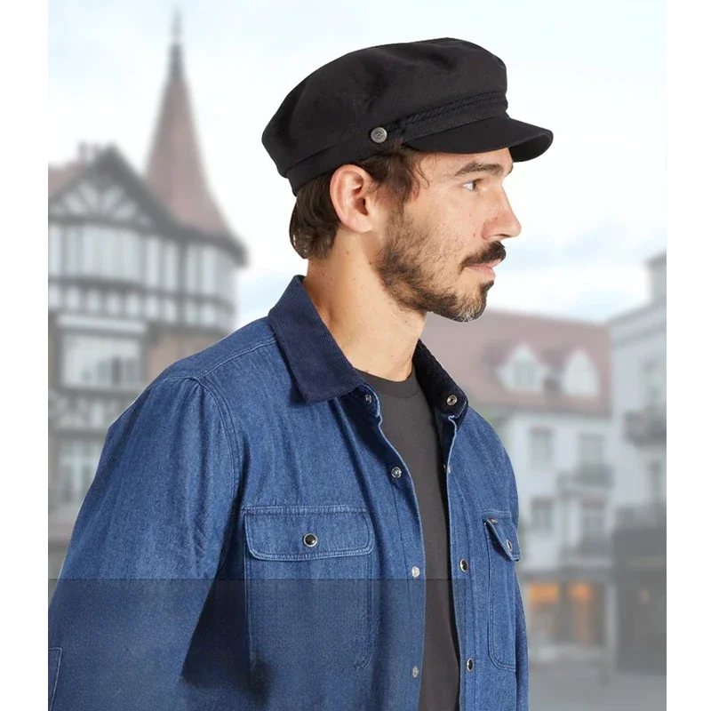 Chapeau Militaire en Coton Rétro pour Homme, Casquette Marine Unisexe, Haut pio, Marin, Capitaine, Noir, Bateau, Mode, Automne, Grande Taille, 62cm
