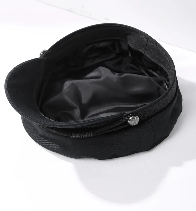 Chapeau Militaire en Coton Rétro pour Homme, Casquette Marine Unisexe, Haut pio, Marin, Capitaine, Noir, Bateau, Mode, Automne, Grande Taille, 62cm