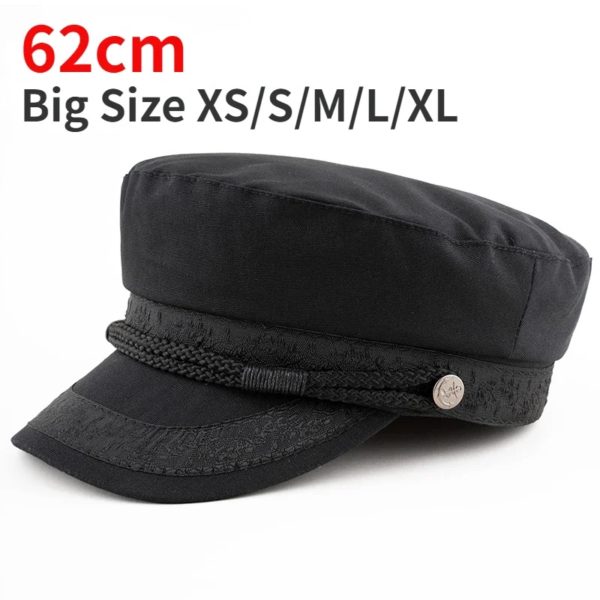 Chapeau Militaire en Coton Rétro pour Homme, Casquette Marine Unisexe, Haut pio, Marin, Capitaine, Noir, Bateau, Mode, Automne, Grande Taille, 62cm