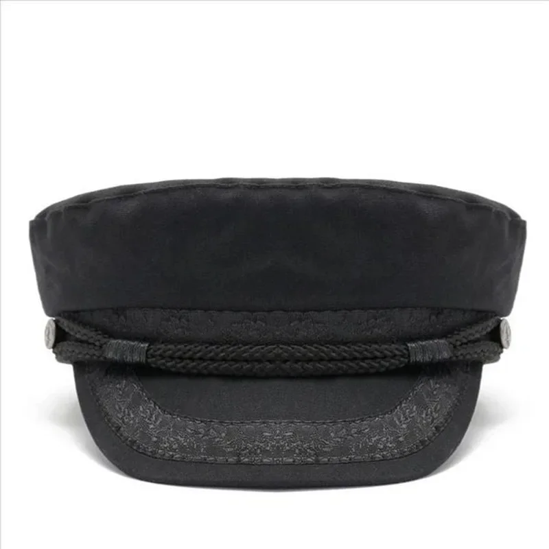 Chapeau Militaire en Coton Rétro pour Homme, Casquette Marine Unisexe, Haut pio, Marin, Capitaine, Noir, Bateau, Mode, Automne, Grande Taille, 62cm