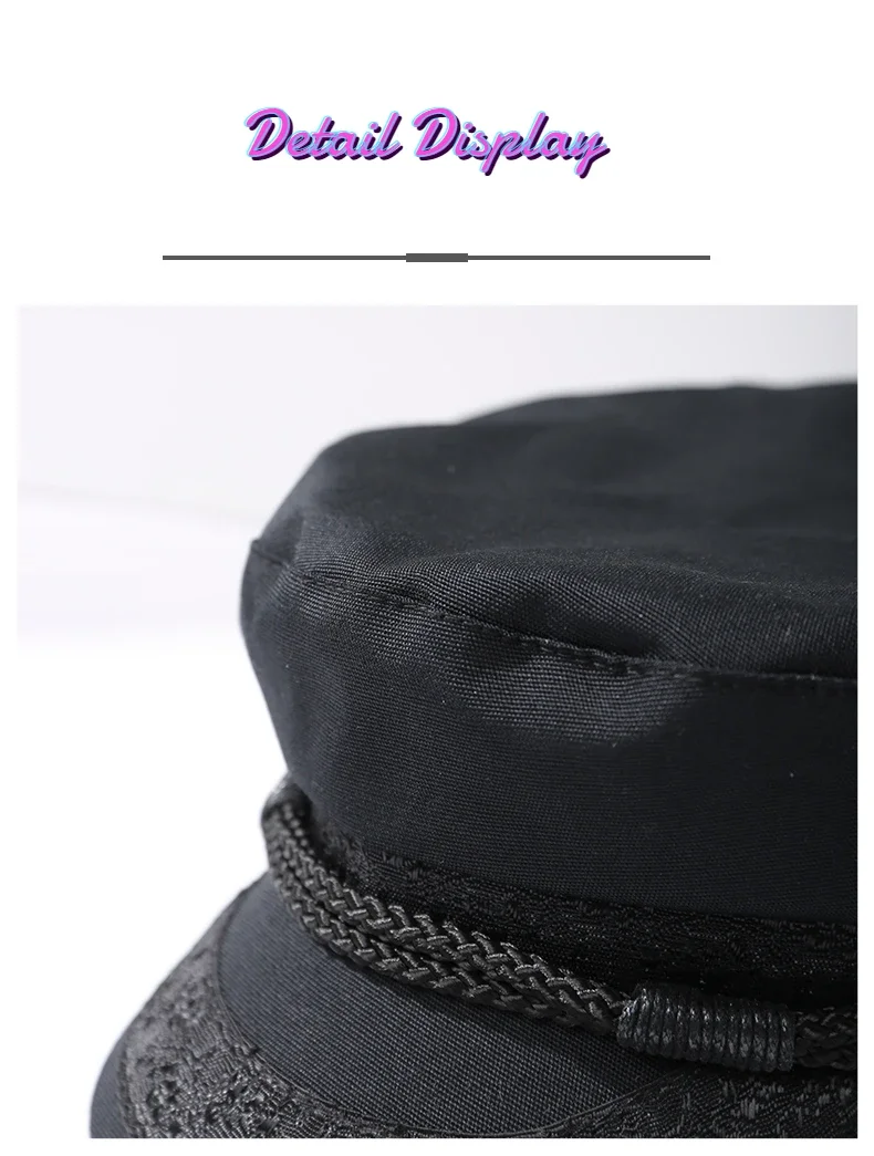 Chapeau Militaire en Coton Rétro pour Homme, Casquette Marine Unisexe, Haut pio, Marin, Capitaine, Noir, Bateau, Mode, Automne, Grande Taille, 62cm