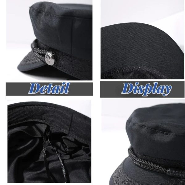 Chapeau Militaire en Coton Rétro pour Homme, Casquette Marine Unisexe, Haut pio, Marin, Capitaine, Noir, Bateau, Mode, Automne, Grande Taille, 62cm – Image 6