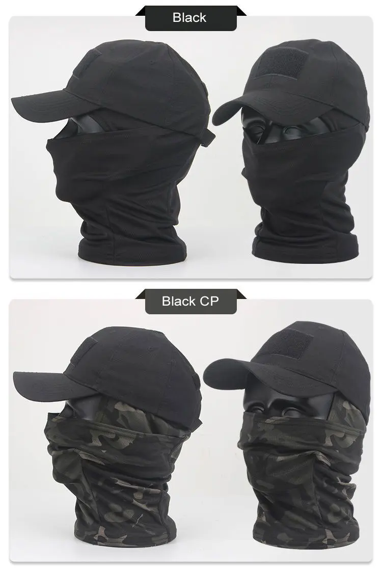 Casquettes de baseball pour l'été Snapback Sun chapeaux Camouflage extérieur Cagoule demi masque de Ski