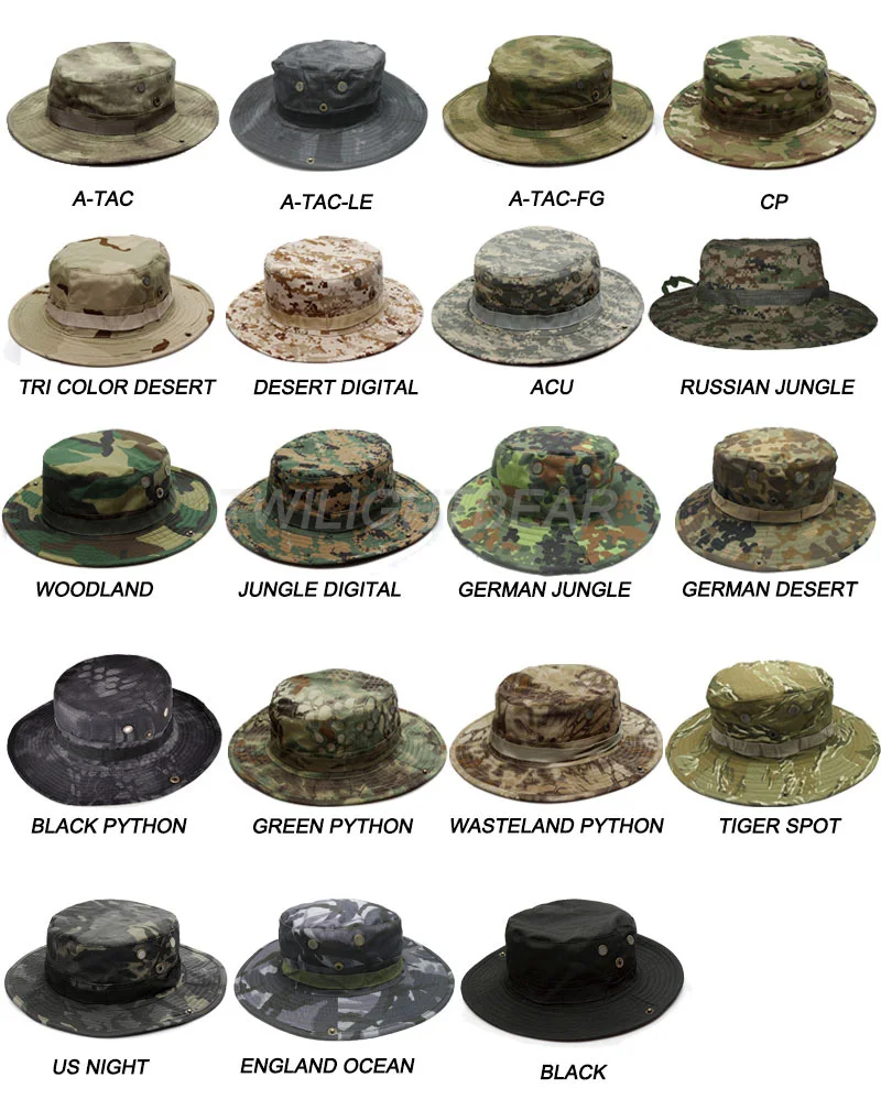 CAMSOsimplifié-Chapeau d'extérieur E27 Boonie, épais, pour chasse, randonnée, escalade, camping, AF056