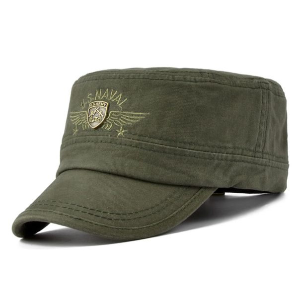 USNAVAL-Casquette de baseball brodée de lettres pour hommes, chapeaux décontractés réglables, casquettes militaires de capitaine, dessus plat, extérieur, printemps, automne, mode – Image 3
