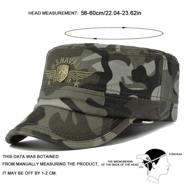USNAVAL-Casquette de baseball brodée de lettres pour hommes, chapeaux décontractés réglables, casquettes militaires de capitaine, dessus plat, extérieur, printemps, automne, mode – Image 6