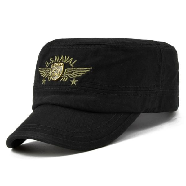 USNAVAL-Casquette de baseball brodée de lettres pour hommes, chapeaux décontractés réglables, casquettes militaires de capitaine, dessus plat, extérieur, printemps, automne, mode – Image 4