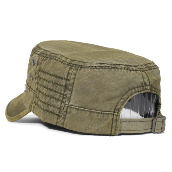 Casquettes plates vintage en coton délavé pour hommes et femmes, casquette militaire, chapeau haut de forme plat, design unique, quatre saisons – Image 2