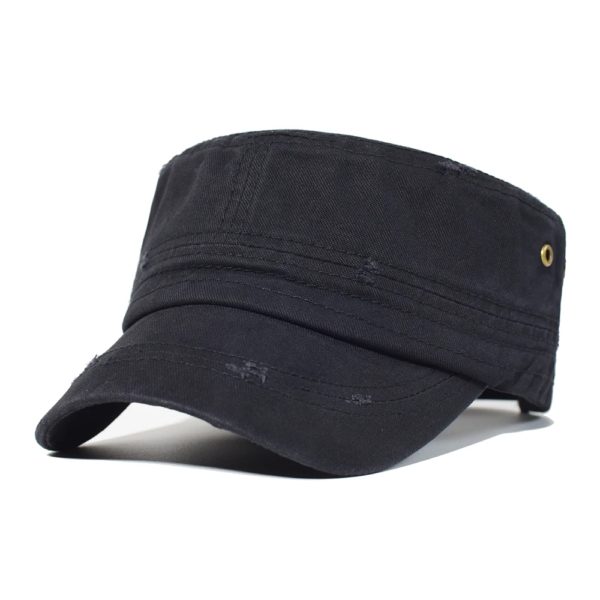 Casquettes plates vintage en coton délavé pour hommes et femmes, casquette militaire, chapeau haut de forme plat, design unique, quatre saisons – Image 6