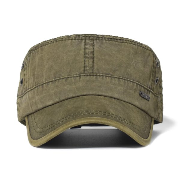 Casquettes plates vintage en coton délavé pour hommes et femmes, casquette militaire, chapeau haut de forme plat, design unique, quatre saisons – Image 3