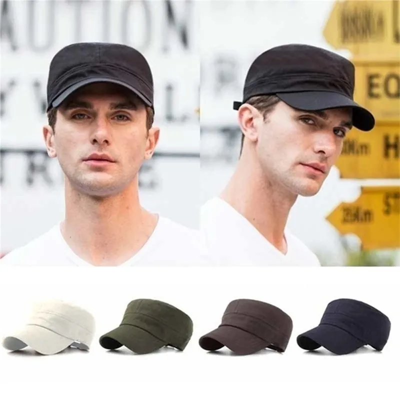 Chapeau de patrouille militaire unisexe réglable, chapeau de l'armée vintage, casquette de cadet, 5 couleurs, style classique, uni, plat, hommes, femmes, mode, 1 pièce