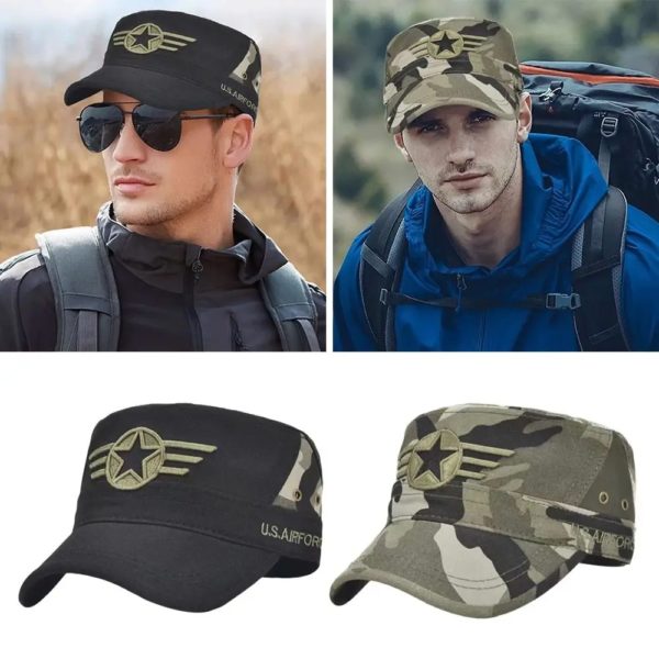 Chapeau de cadet ajustable en coton et polyester pour hommes, casquette de soleil respirante, chapeau de l'armée décontracté – Image 4