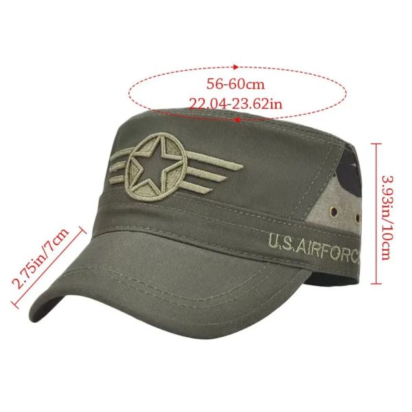 Chapeau de cadet ajustable en coton et polyester pour hommes, casquette de soleil respirante, chapeau de l'armée décontracté – Image 6
