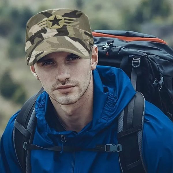 Chapeau de cadet ajustable en coton et polyester pour hommes, casquette de soleil respirante, chapeau de l'armée décontracté – Image 2