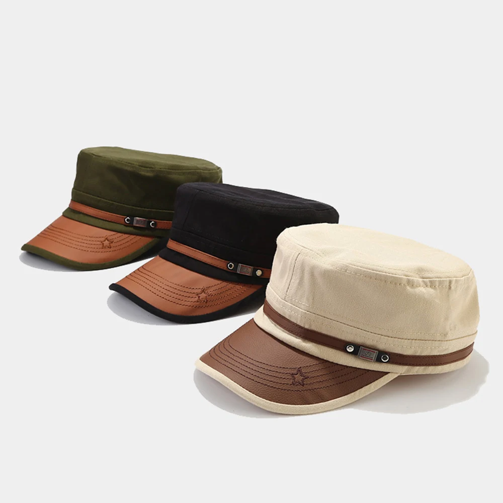 Chapeau de cadet décontracté unisexe, casquettes plates pour hommes, chapeaux à visière en coton, chapeaux de l'armée vintage, chapeau de papa adulte, casquette de baseball, mode, été, automne