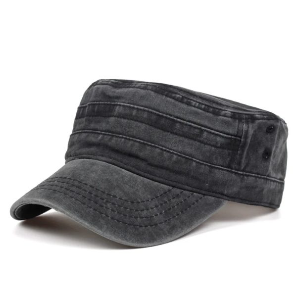 Casquette délavée à dessus plat pour hommes, chapeaux militaires ajustés réglables, casquette ThUNICEF, classique, vintage, chaud, hiver – Image 3