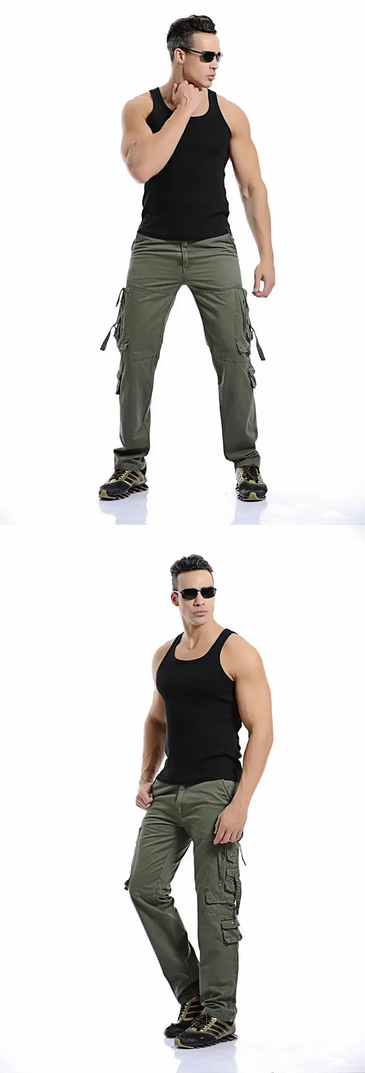 Salopette délavée multi-poches pour hommes, pantalon cargo militaire en coton ample, pantalon uniforme, grande taille 28-42