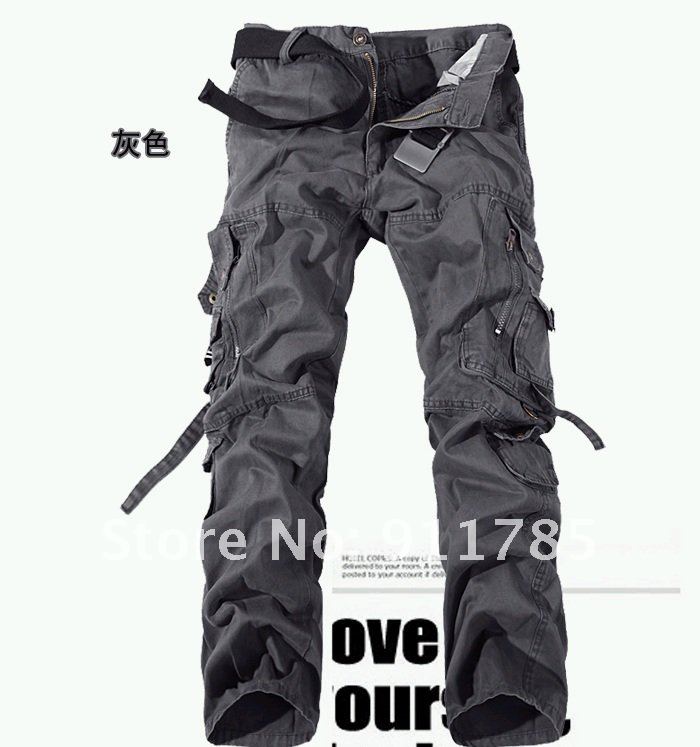 Salopette délavée multi-poches pour hommes, pantalon cargo militaire en coton ample, pantalon uniforme, grande taille 28-42