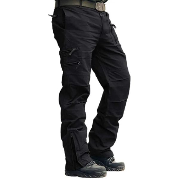Pantalon cargo en coton pour homme, pantalon militaire, camouflage, vert, gris, travail, nombreuses poches, camsalomon, noir, Dulfjj, 2024 – Image 6