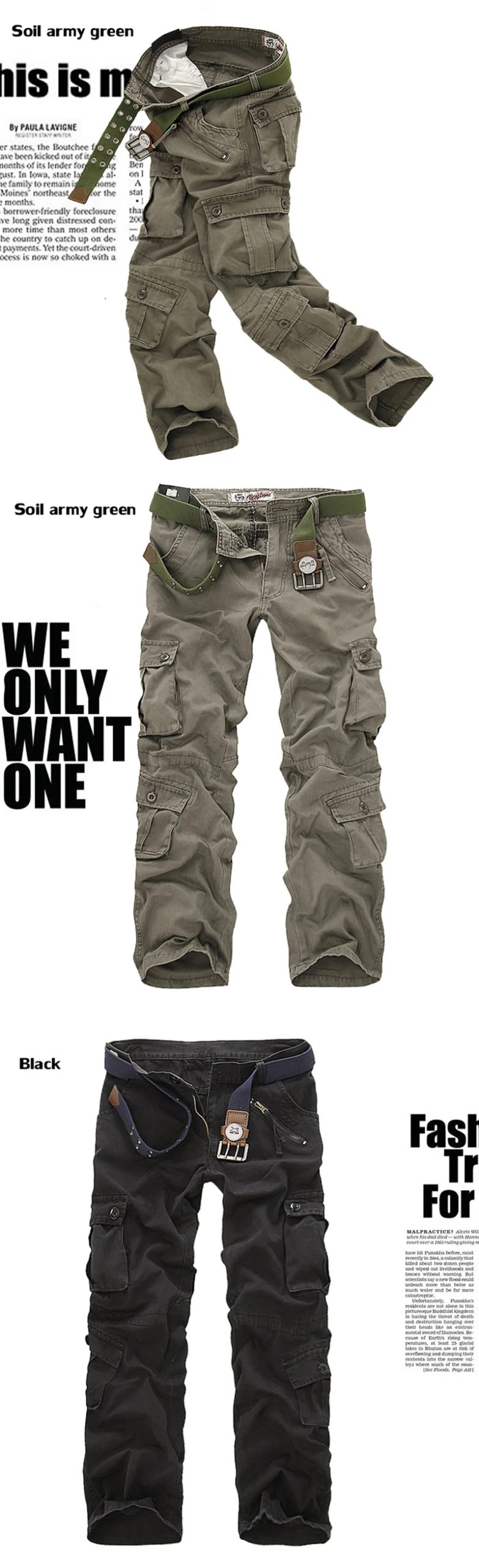 Pantalon cargo militaire à poches multiples pour hommes, jogging de rue, grande taille 44, camsalomon, haute qualité, long, décontracté, fjadt