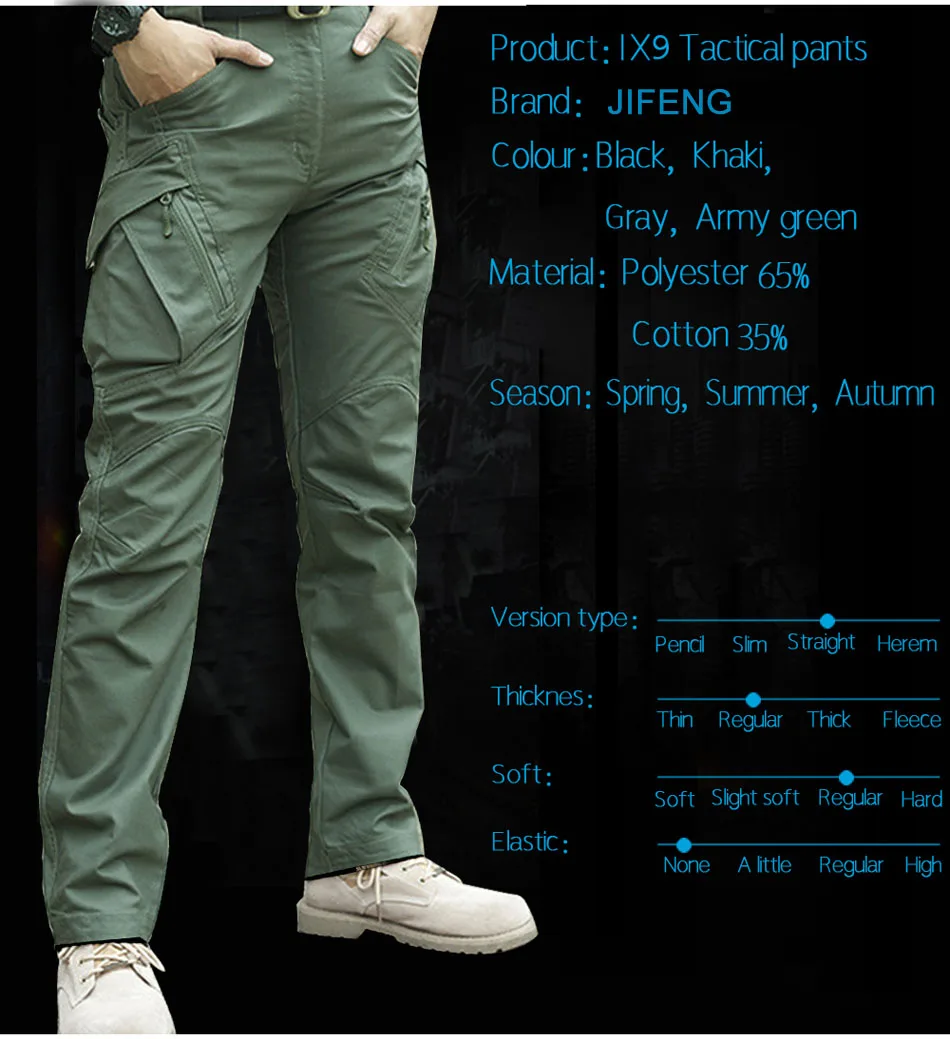 Pantalon cargo décontracté pour homme avec de nombreuses poches, pantalon militaire de ville, vêtements imperméables, SWAT Skip, armée, fjMen, 5XL