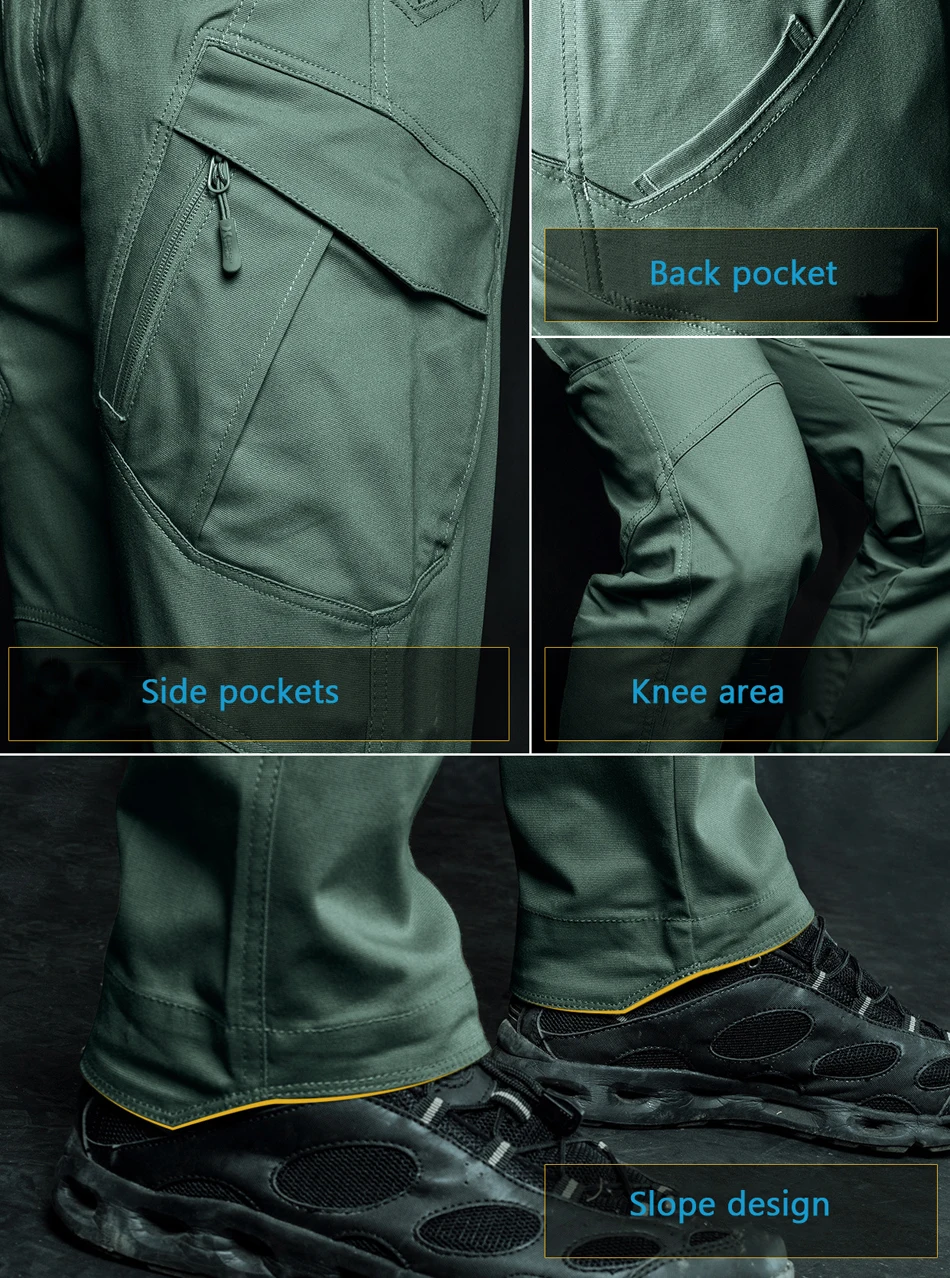 Pantalon cargo décontracté pour homme avec de nombreuses poches, pantalon militaire de ville, vêtements imperméables, SWAT Skip, armée, fjMen, 5XL