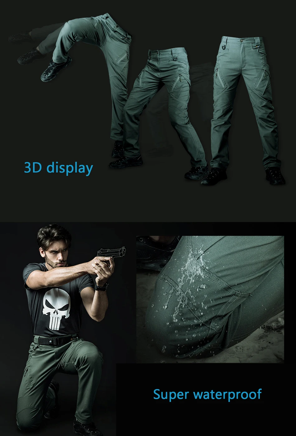 Pantalon cargo décontracté pour homme avec de nombreuses poches, pantalon militaire de ville, vêtements imperméables, SWAT Skip, armée, fjMen, 5XL