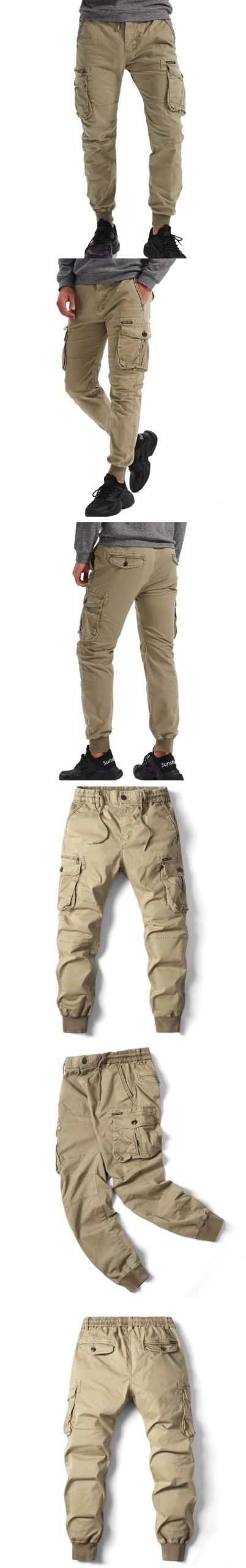 Pantalon Cargo en Coton pour Homme, Jogging, Décontracté, Book ine Longueur, Style Militaire, Streetwear, Survêtement de Travail, Taille FjPlus