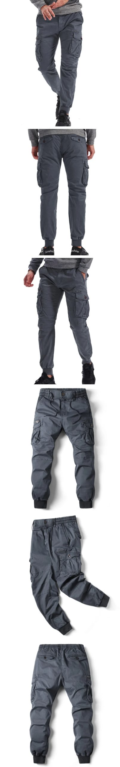 Pantalon Cargo en Coton pour Homme, Jogging, Décontracté, Book ine Longueur, Style Militaire, Streetwear, Survêtement de Travail, Taille FjPlus