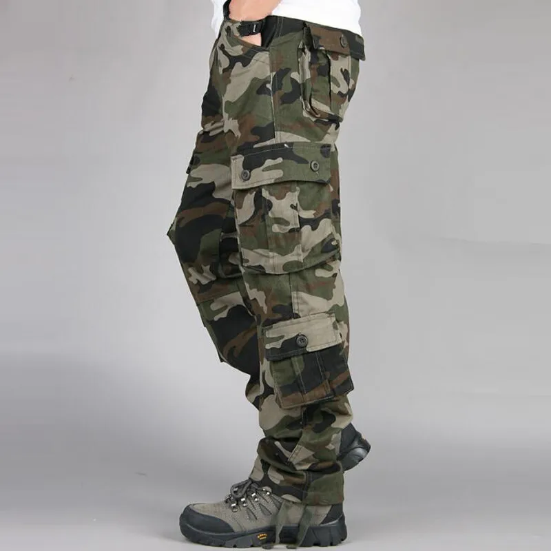 Pantalon Cargo pour Homme Style Camouflage Multi-Poches, Vêtement Ample Décontracté, Thème Armée Militaire, Tactique, de Combat, 44
