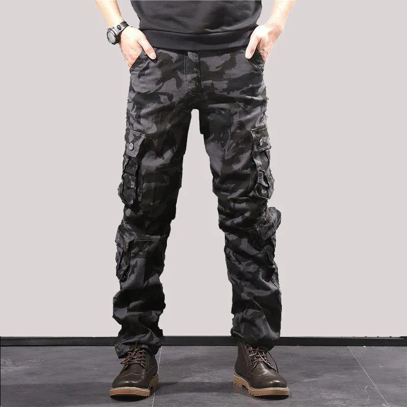 Pantalon Cargo pour Homme Style Camouflage Multi-Poches, Vêtement Ample Décontracté, Thème Armée Militaire, Tactique, de Combat, 44
