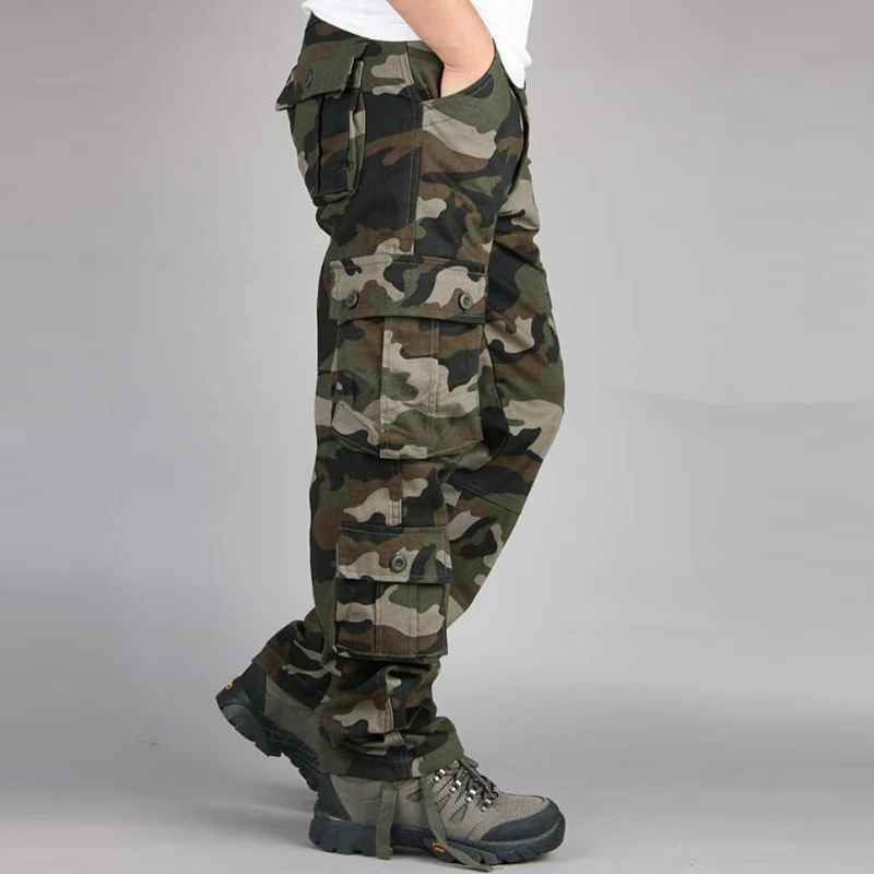 Pantalon Cargo pour Homme Style Camouflage Multi-Poches, Vêtement Ample Décontracté, Thème Armée Militaire, Tactique, de Combat, 44