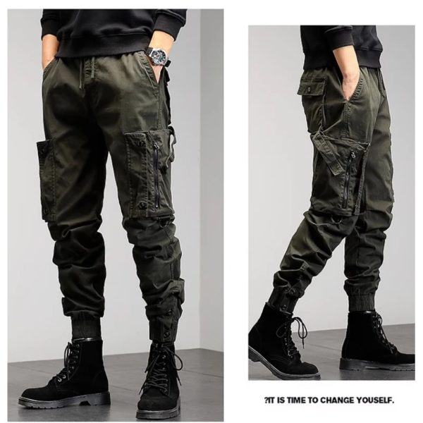 Pantalon ample de style militaire pour hommes, leggings décontractés, marque de tendance, neuf points, 2024 – Image 2