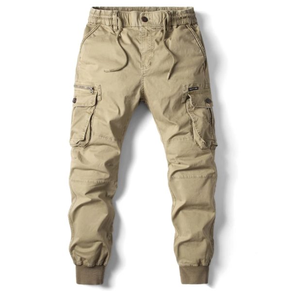 Pantalon cargo multi-poches en coton pour hommes, Duljoggers décontractés, vêtements de l'armée noirs, mode fjWork, nouveau, 2024 – Image 2