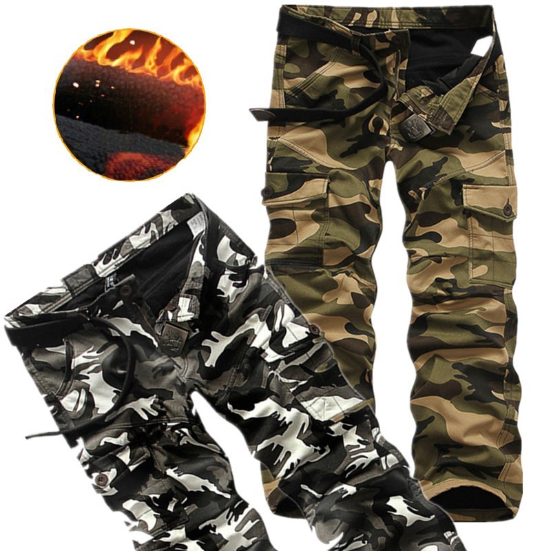 Pantalon cargo monochrome multi-poches pour homme, camouflage, skip, travail décontracté, armée militaire, fjMan, sans ceinture, sourire intérieur, hiver, CP03