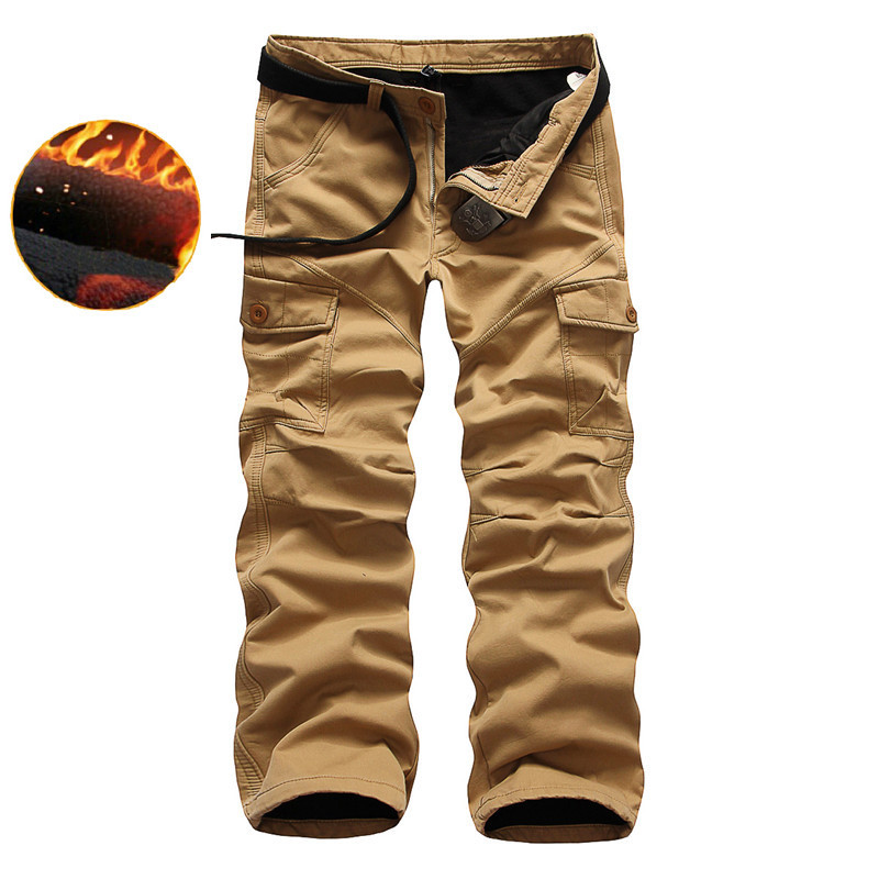 Pantalon cargo monochrome multi-poches pour homme, camouflage, skip, travail décontracté, armée militaire, fjMan, sans ceinture, sourire intérieur, hiver, CP03
