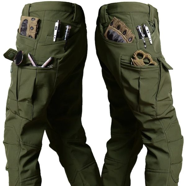 Pantalon coupe-vent et imperméable multi-poches pour homme, pantalon skip militaire, peau de requin, coquille souple, cargo, fjOutdoor, hiver – Image 3