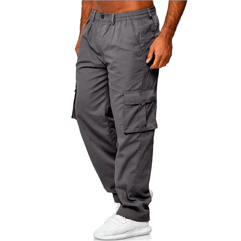 Pantalon Cargo Vert pour Homme, Streetwear Classique, Randonnée en Plein Air, Trekking, Armée, Duljogging, Militaire, Multi Poches, Fjj