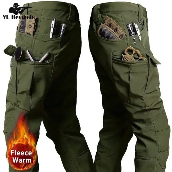 Pantalon Militaire Smile Warm pour Homme, Peau de Requin, Soft Shell Cargo, FJOutdoor, Résistant à l'Usure, Pantalon Dulpant Imperméable de l'Armée, Hiver