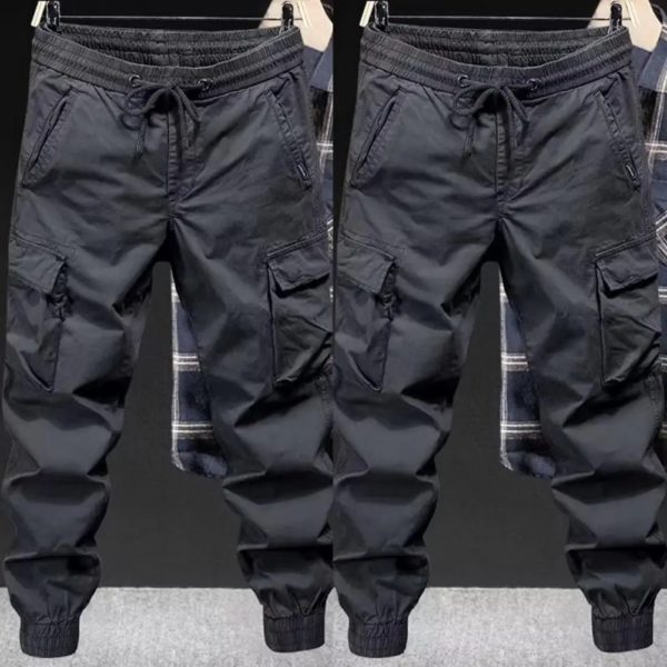 Pantalon cargo en coton pleine longueur pour hommes, survêtement de travail, jogging décontracté, streetwear militaire, grande taille fjPlus – Image 3