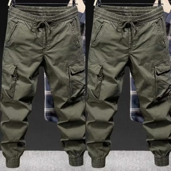 Pantalon cargo en coton pleine longueur pour hommes, survêtement de travail, jogging décontracté, streetwear militaire, grande taille fjPlus – Image 5