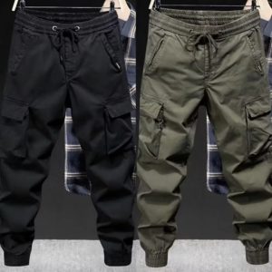Pantalon cargo en coton pleine longueur pour hommes, survêtement de travail, jogging décontracté, streetwear militaire, grande taille fjPlus