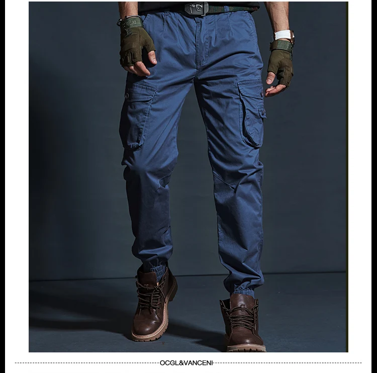 Pantalon cargo multi-poches pour hommes, pantalon décontracté, vêtements de l'armée noirs, vêtements de travail FjWork, mode de haute qualité Pantalon cargo multi-poches pour hommes, pantalon décontracté, vêtements de l'armée noirs, vêtements de travail FjWork, mode de haute qualité